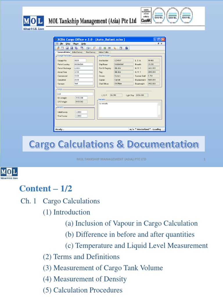 Cargo Calculation PDF Density Weight