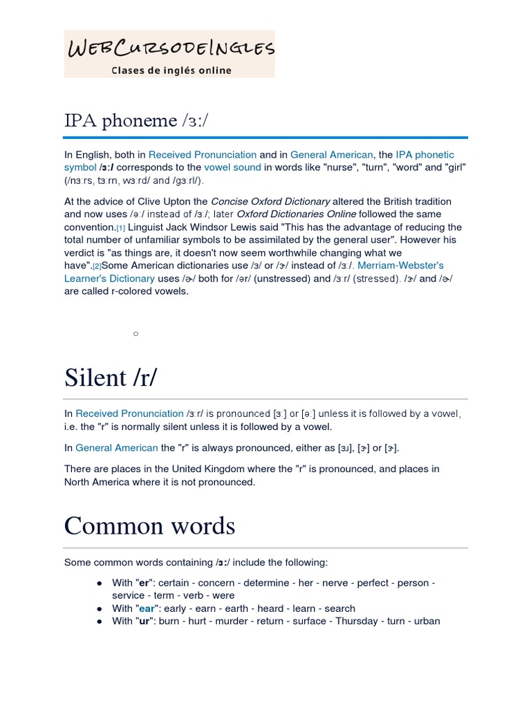 Understanding the /ɜː/ Vowel Sound | PDF | Linguistics | Cognition