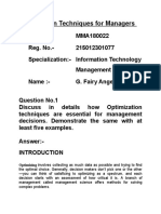 Optimization Techniques For Managers