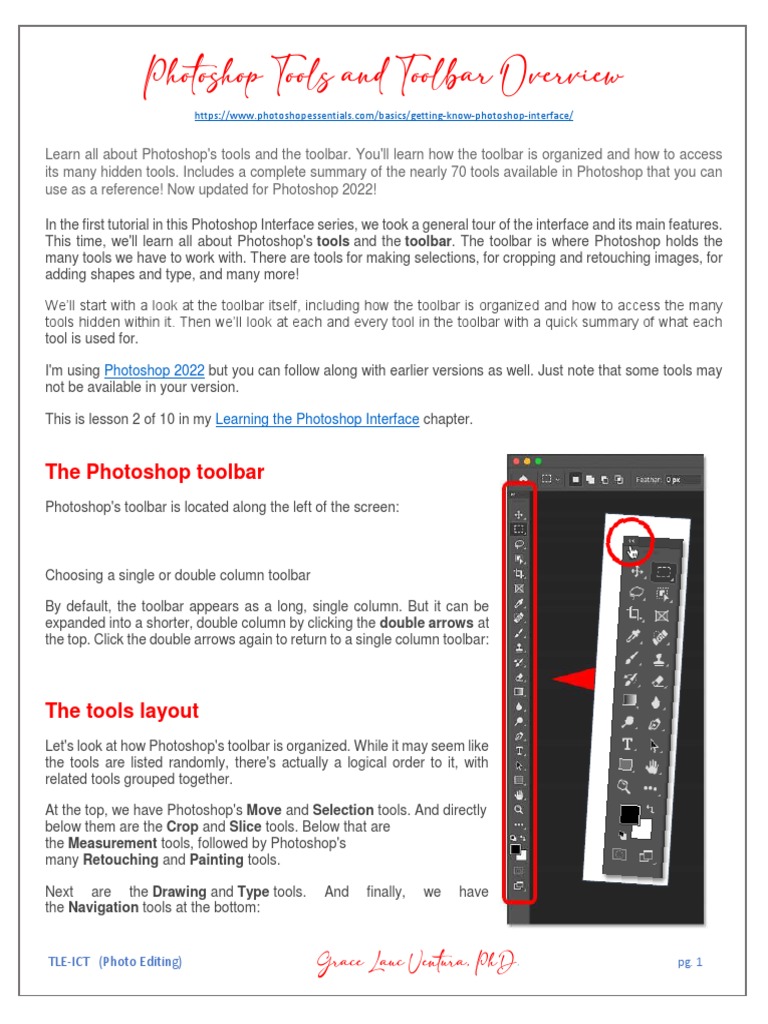 Photoshop Tools and Toolbar Summary | PDF | Adobe Photoshop | Image Editing