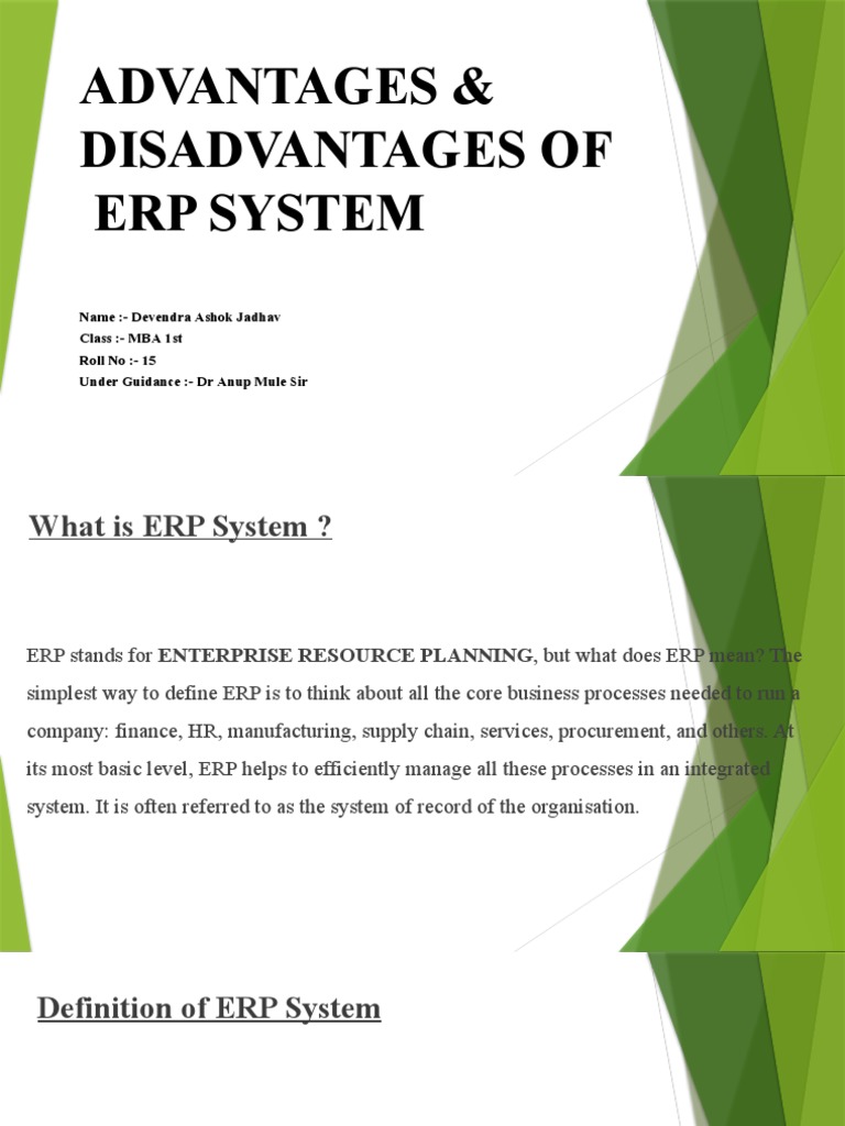 Advantages 0 Disadvantages of Erp | PDF | Enterprise Resource Planning