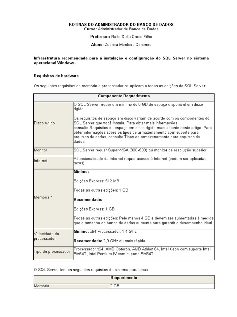 Rotinas Do Administrador Do Banco de Dados - Zulmira | PDF | Microsoft ...