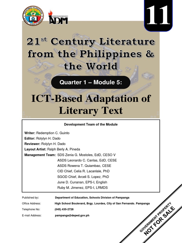 Eng11 Q1 Mod5 Ictbasedadaptation | PDF | Poetry | Genre