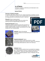 The Identification of Rocks: I. Classification of Igneous Rocks Textures of Igneous Rocks