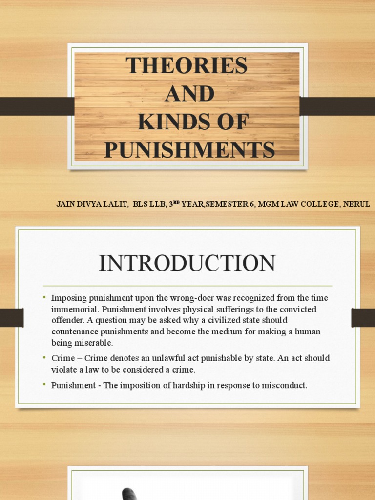 Theories and Kinds of Punishments | PDF | Punishments | Crimes