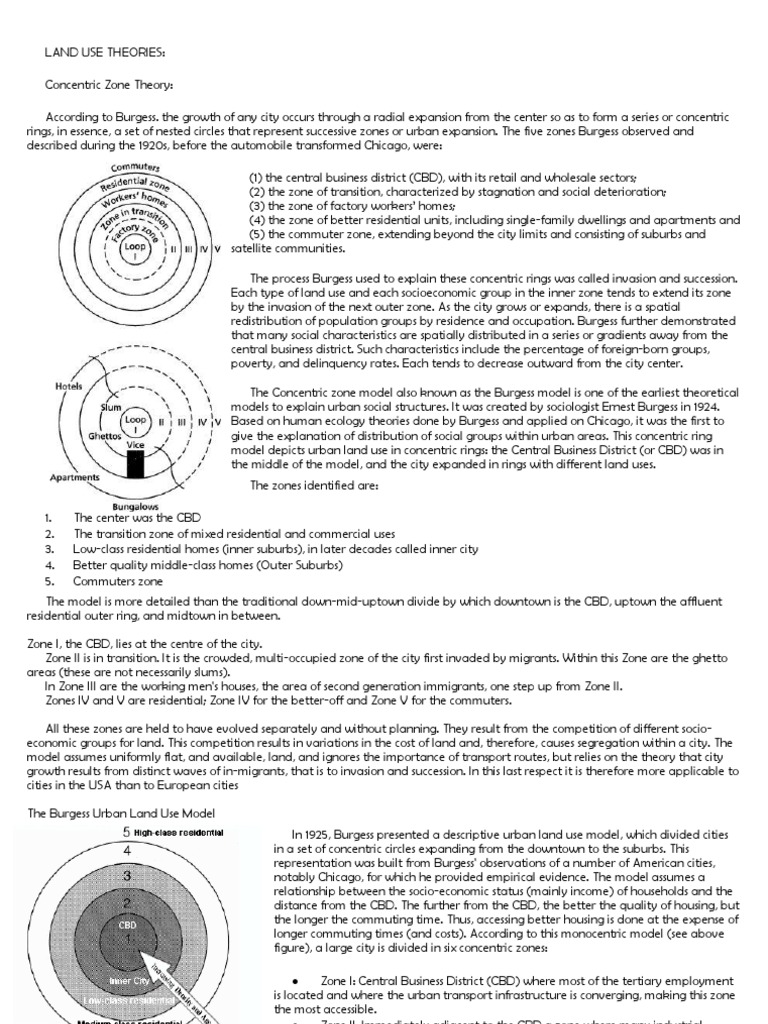 Land Use Theories Pdf Suburb Commuting
