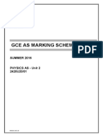 Gce As Marking Scheme: SUMMER 2016 Physics As - Unit 2 2420U20/01