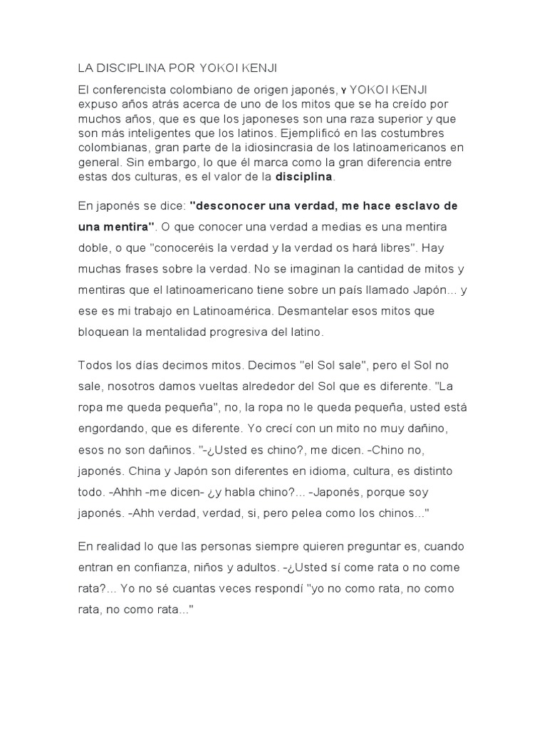 La Disciplina según Yokoi Kenji | PDF | Verdad