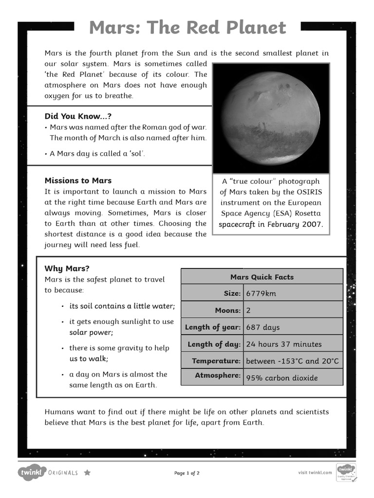 Mars The Red Did You Know ? PDF Mars