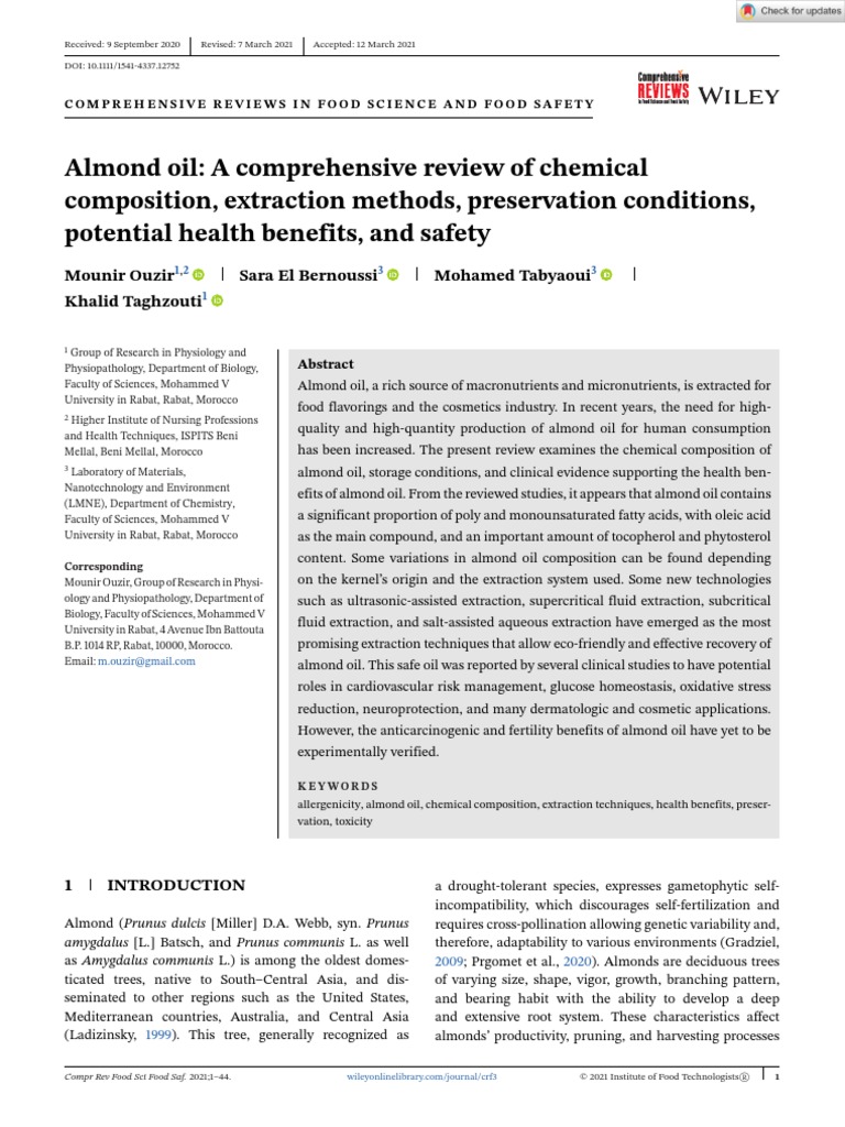 Almond Oil A Comprehensive Review of Chemical PDF Triglyceride Almond