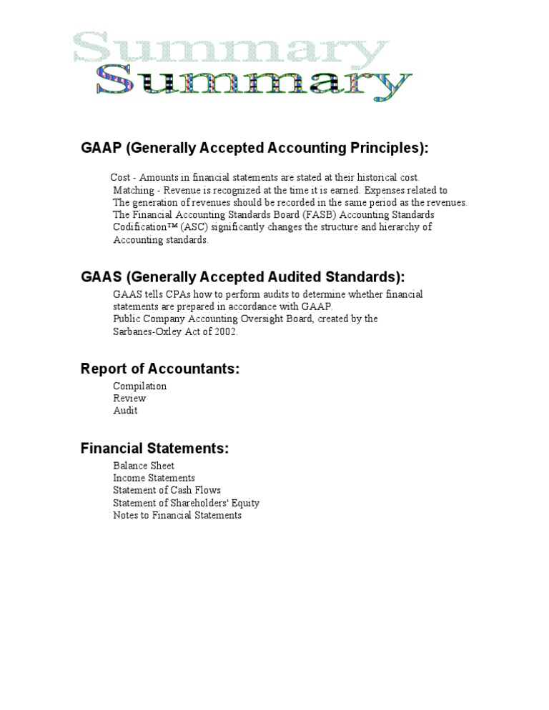 GAAP Summary | PDF
