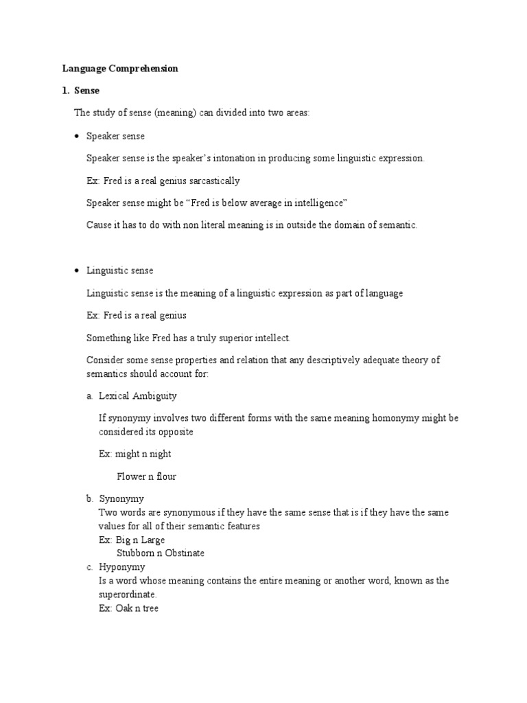 Language Comprehension | PDF