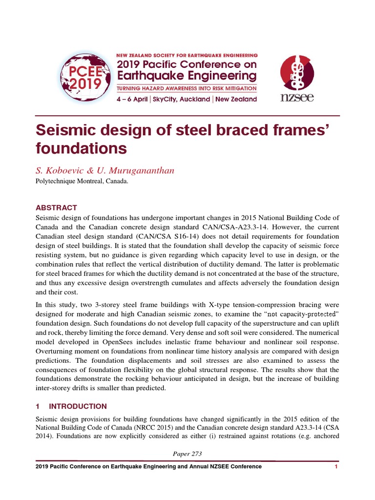 Seismic Design of Steel Braced Frames' Foundations S. Koboevic & U