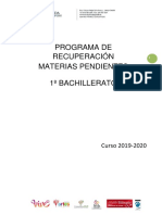 1º Bachillerato Programa de Recuperación de Materias Pendientes 2019-20