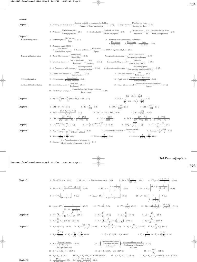 Essential Financial Formulas Guide | PDF | Dividend | Revenue
