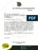 SR. Lcdo. Eduardo Galeas Guijarro Decano (A) de La Facultad de Administración Finanzas E Informática en Su Despacho.