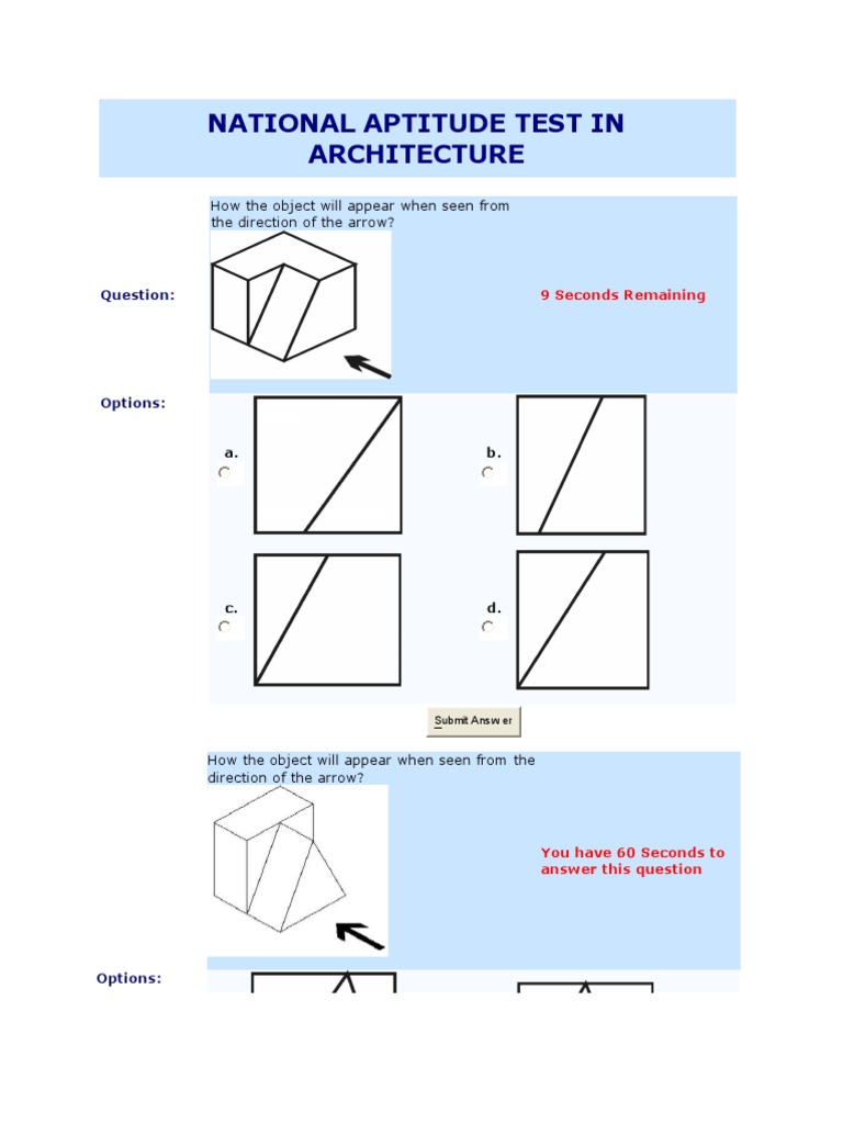 National Aptitude Test In Architecture Test Assessment 
