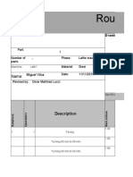 Route Sheet Lathe Machine