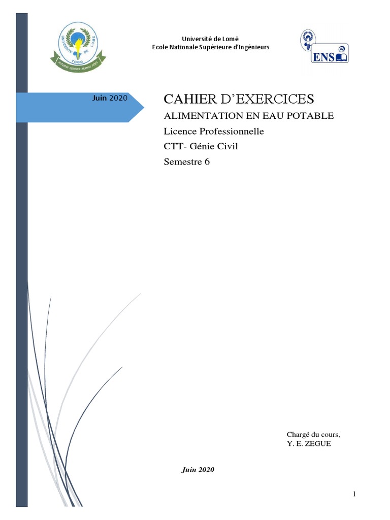 Page De Garde Cahier Tpe TD Aep | PDF | Pompe | Lac de barrage