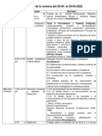 Actividades de La Semana Del 25 Al 29-04-22