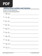 Adding Mixed Numbers and Fractions: Grade 6 Fraction Worksheet