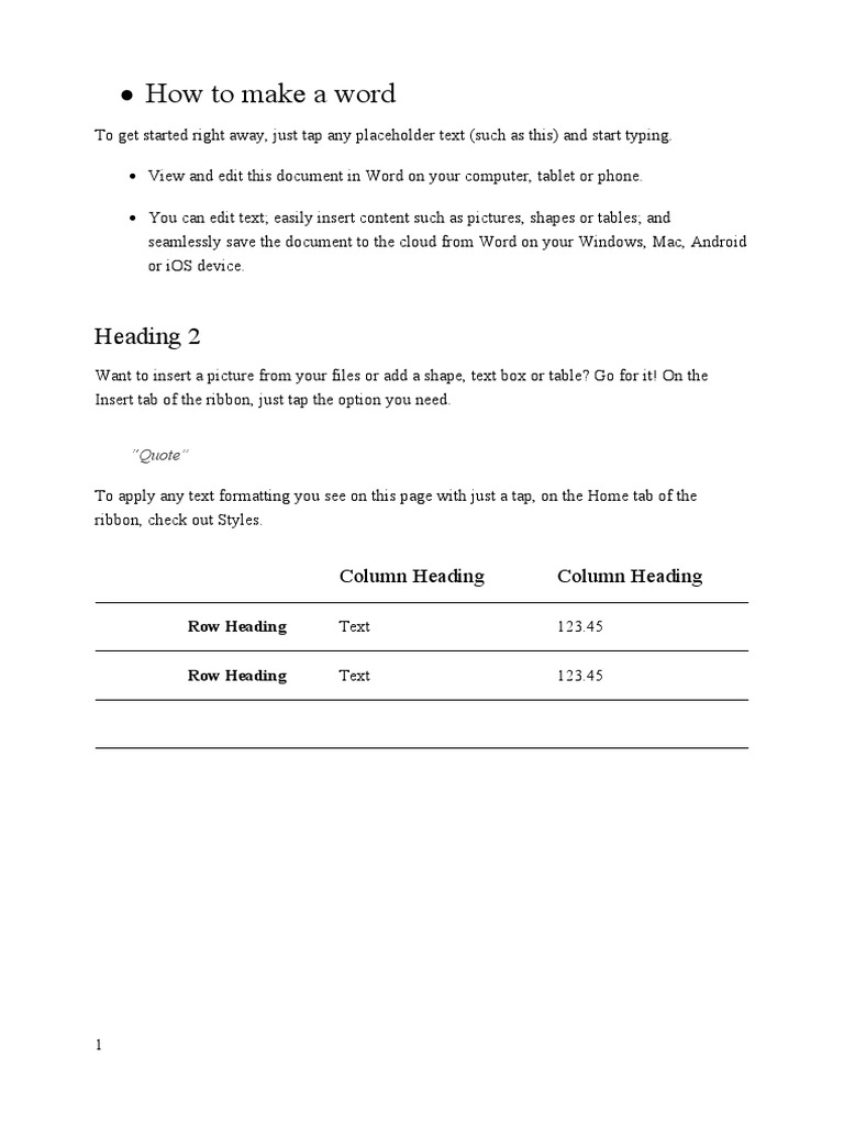 How To Make A Word: Heading 2 | PDF