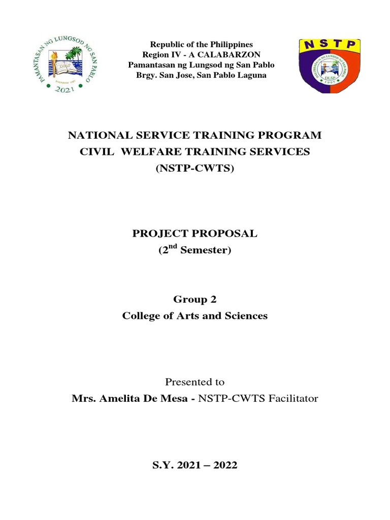 Group 2 Project Proposal NSTP Cwts Final Paper | PDF | Leadership ...