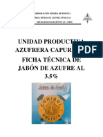 Unidad Productiva Azufrera Capuratas Ficha Técnica de Jabón de Azufre Al 3.5%