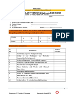 Inplant Training Evaluation Form: For The Students of Final Year Diploma in