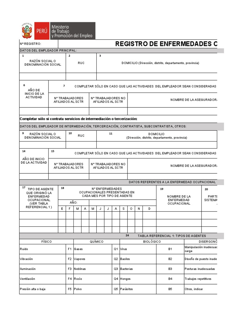 Registro de Enfermedades Ocupacionales | PDF