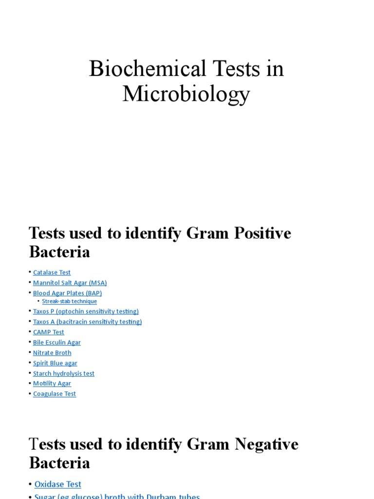 Chapter 8 Biochemical Tests in Microbiology PDF Streptococcus