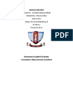 Submitted To: DR Khalid Mehmood Bhatti Submitted By: Tehreem Sultan Roll No 6015 Subject: Research Methodology II Bs (Hons.) 6 Semester (Eve)