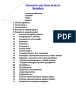 Temas de Matemática para Tercer Grado de Secundaria