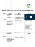 Schedule For "Thermal Analysis (TGA-DTA, DSC) & Circular Dichroism (CD) " Course