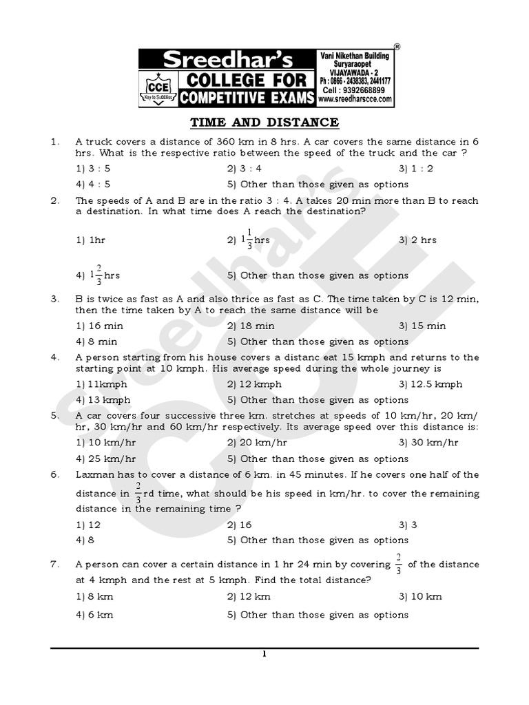 Arithmetic - Time and Distance | PDF | Speed | Physical Quantities