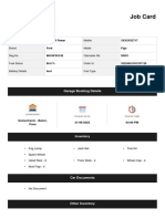 Job Card: Garage Booking Details