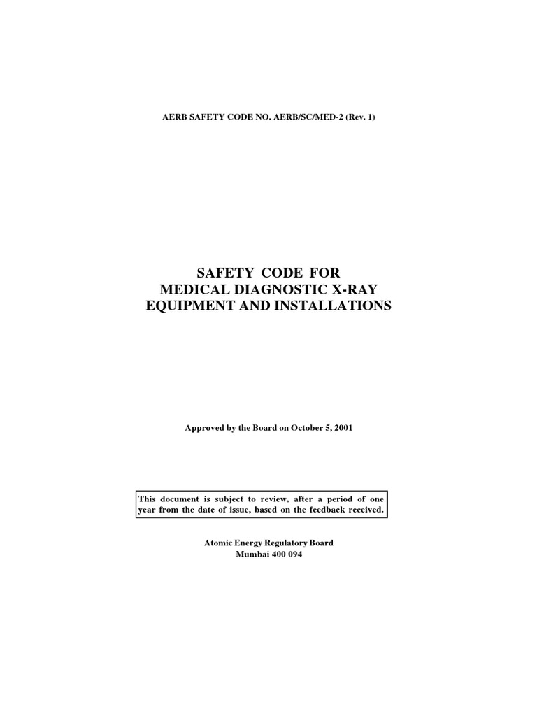 AERB Safety Code for X-Ray Equipment | PDF | Radiography | Ionizing ...