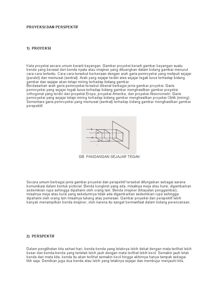 Proyeksi dan Perspektif dalam Gambar | PDF | Metode & Bahan Ajar