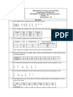 SRM Institute of Science and Technology Department of Mathematics 18MAB204T-Probability and Queueing Theory Module - IV Tutorial Sheet - I0 Questions