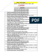 +1 Physics: Higher Secondary-First Year Practicals, April - 2022