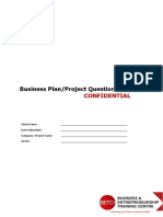 Business Plan and Project Questionnaire