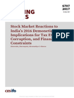 Stock Market Reactions To India's 2016 Demonetization: Implications For Tax Evasion, Corruption, and Financial Constraints