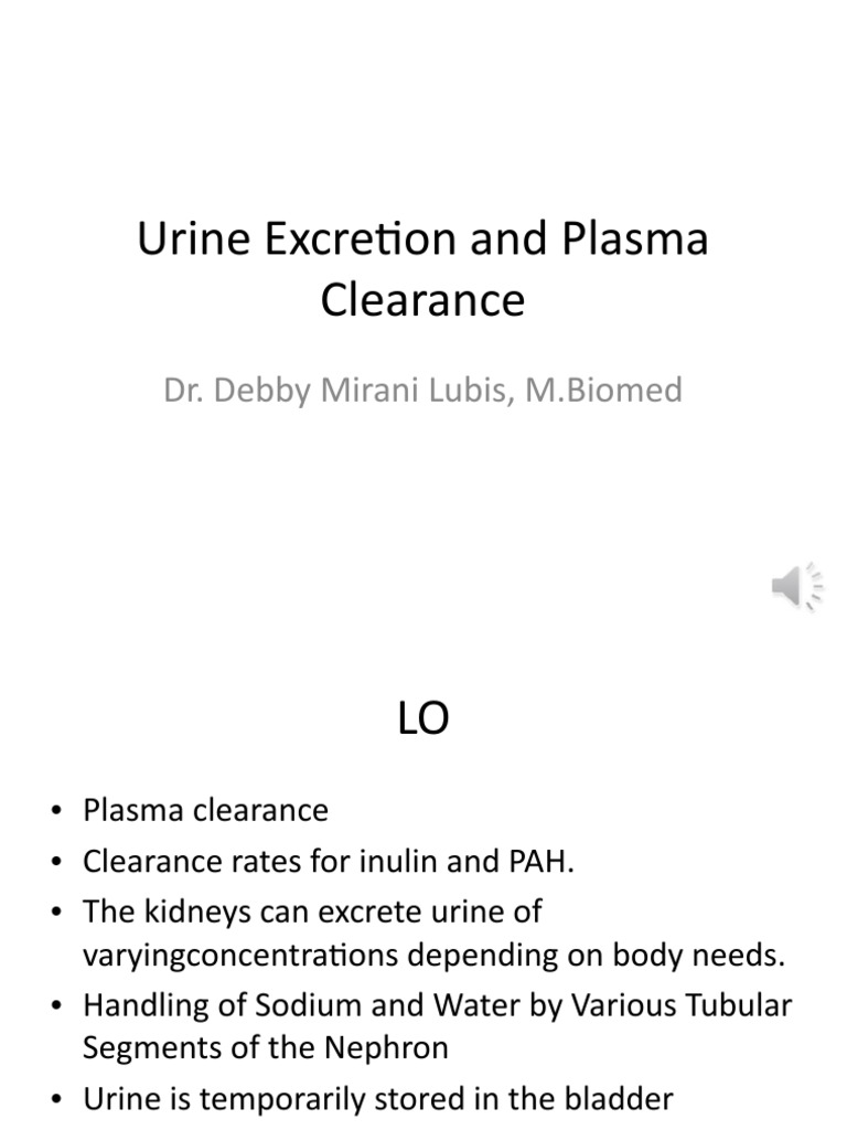 1. Urine Excretion and Plasma PDF Urination