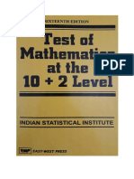(Indian Statistical Institute B.stat Entrance Test Exam Useful For KVPY RMO INMO IMO Mathematics Olympiads) ISI Indian Statistical Institute - Test of Mathematics at The 10 + 2 Level Indian Statistica