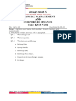 Financial Management AND Corporate Finance Code: KMB N 204: Assignment-5