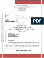 Communication Et Developpement Perso 2018 L3 S5 Element 1