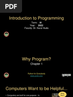 Introduction To Programming: Term: Year: Faculty: Dr. Nurul Huda