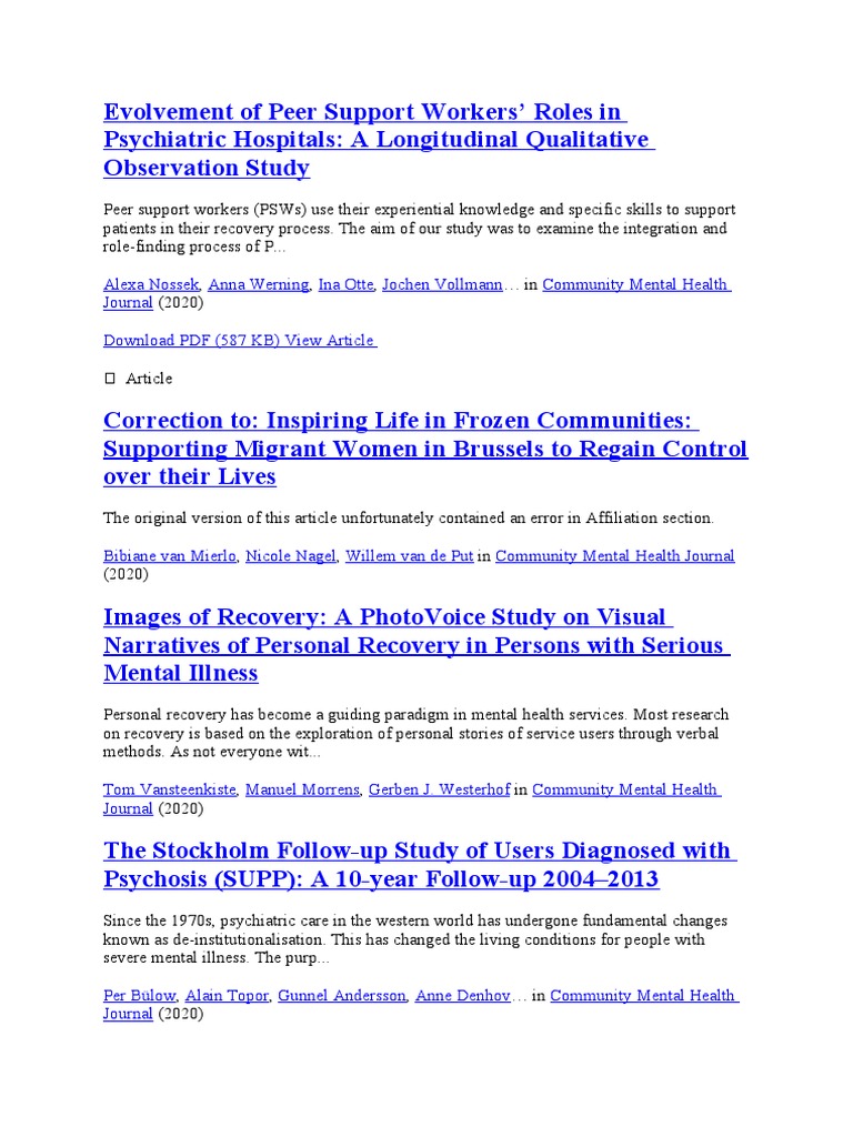 Evolving Roles of Peer Support Workers | PDF | Mental Disorder | Psychiatry