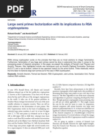 Large Semi Primes Factorization With Its Implications To RSA Cryptosystems