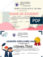 Academic Excellence Award: Name of Student